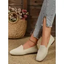 Spring And Autumn Knit Flat Slip-on Loafers, Breathable, Non-slip, Comfortable Work Shoes