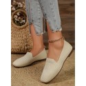 Spring And Autumn Knit Flat Slip-on Loafers, Breathable, Non-slip, Comfortable Work Shoes