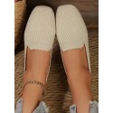 Spring And Autumn Knit Flat Slip-on Loafers, Breathable, Non-slip, Comfortable Work Shoes