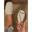 Spring And Autumn Knit Flat Slip-on Loafers, Breathable, Non-slip, Comfortable Work Shoes