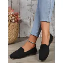 Spring And Autumn Knit Flat Slip-on Loafers, Breathable, Non-slip, Comfortable Work Shoes