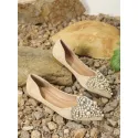 Women Faux Pearls Decor Flats, Elegant Point Toe Flats Ballet Flats