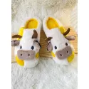 Home Animal Cute Cartoon Slippers Warm, Fashionable And Comfortable Cow Plus Velvet Slippers