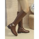 Women's Knee-high Boots, Fashionable Brown Suede Boots With Metal Buckle And Side Zipper. This High-top Boot Is A Versatile Style For Autumn/winter Season.