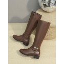 Women's Knee-high Boots, Fashionable Brown Suede Boots With Metal Buckle And Side Zipper. This High-top Boot Is A Versatile Style For Autumn/winter Season.