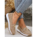 Summer Hollow Out New Style Pu Leather Peas Shoes For Middle Aged & Elderly Women, Soft Bottom Wedge Heels Loafers