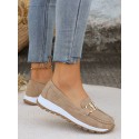 Summer Hollow Out New Style Pu Leather Peas Shoes For Middle Aged & Elderly Women, Soft Bottom Wedge Heels Loafers