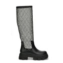 Knee High Mesh Boots with Chunky Lug Sole