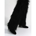  Block Heel Fur Suede Knee-High Boots