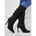 Slim High Heel Wrinkle Design Suede Ankle Boots