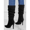 Slim High Heel Wrinkle Design Suede Ankle Boots