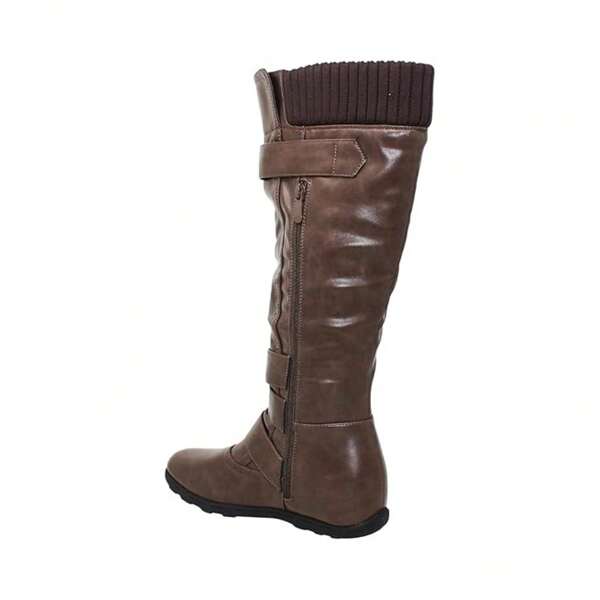 Women'S Sweater Knitted Knee High Mid Calf Flat Boots