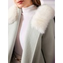 PREMIUM BELTED WOOL-BLEND FAUX FUR COAT