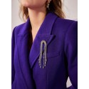 PREMIUM WOOL-BLEND RHINESTONE BROOCH COAT