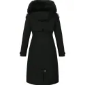 Trim Hooded Drawstring Waist Winter Coat