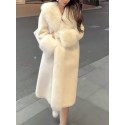 Solid Color Fur Collared Warm Plush Coat