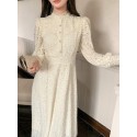 Solid Button Front Lace Dress