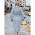 Raw Trim Button Front Tweed Dress