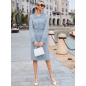 Raw Trim Button Front Tweed Dress