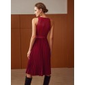 PREMIUM BELTED PLEATED DRESS