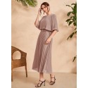  Flounce Sleeve Pleated Hem Dress