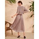  Flounce Sleeve Pleated Hem Dress