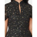 Black & Gold Star Capulet Fit & Flare Dress