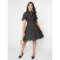 Black & Gold Star Capulet Fit & Flare Dress