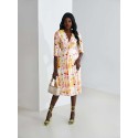 PREMIUM SILK TIE-DYE TWIST MIDI DRESS