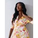 PREMIUM SILK TIE-DYE TWIST MIDI DRESS