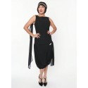 Black Draped Flapper Dress