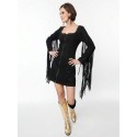  Black Suede Shift Fringe Dress