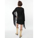  Black Suede Shift Fringe Dress