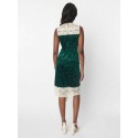  Green Crushed Velvet & Ivory Lace Flapper Dress