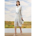 MONET INSPIRED 100% SILK BELTED SHIRT DRESS