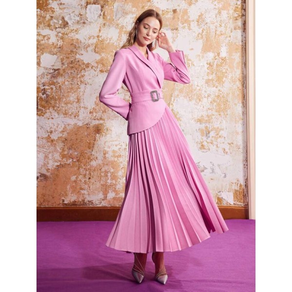 PREMIUM PLEATED BLAZER MAXI DRESS