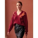 PREMIUM FLORAL EMBROIDERY V-NECK SWEATER