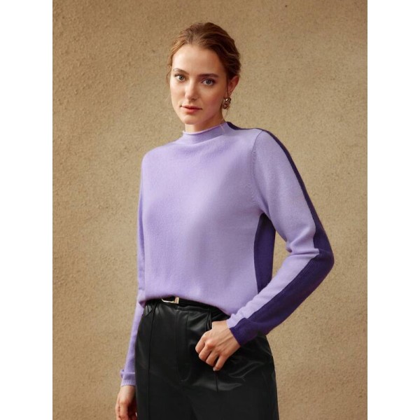 PREMIUM 100% PURE CASHMERE TWO-TONE SWEATER