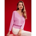 PREMIUM CINCHED WAIST V-NECK SWEATER