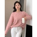 Solid Cable Knit Drop Shoulder Sweater