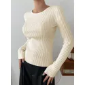  Solid Ribbed Knit Sweater